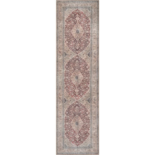 Well Woven Lotus Tonti Red Vintage, Washable Runner Rugs
