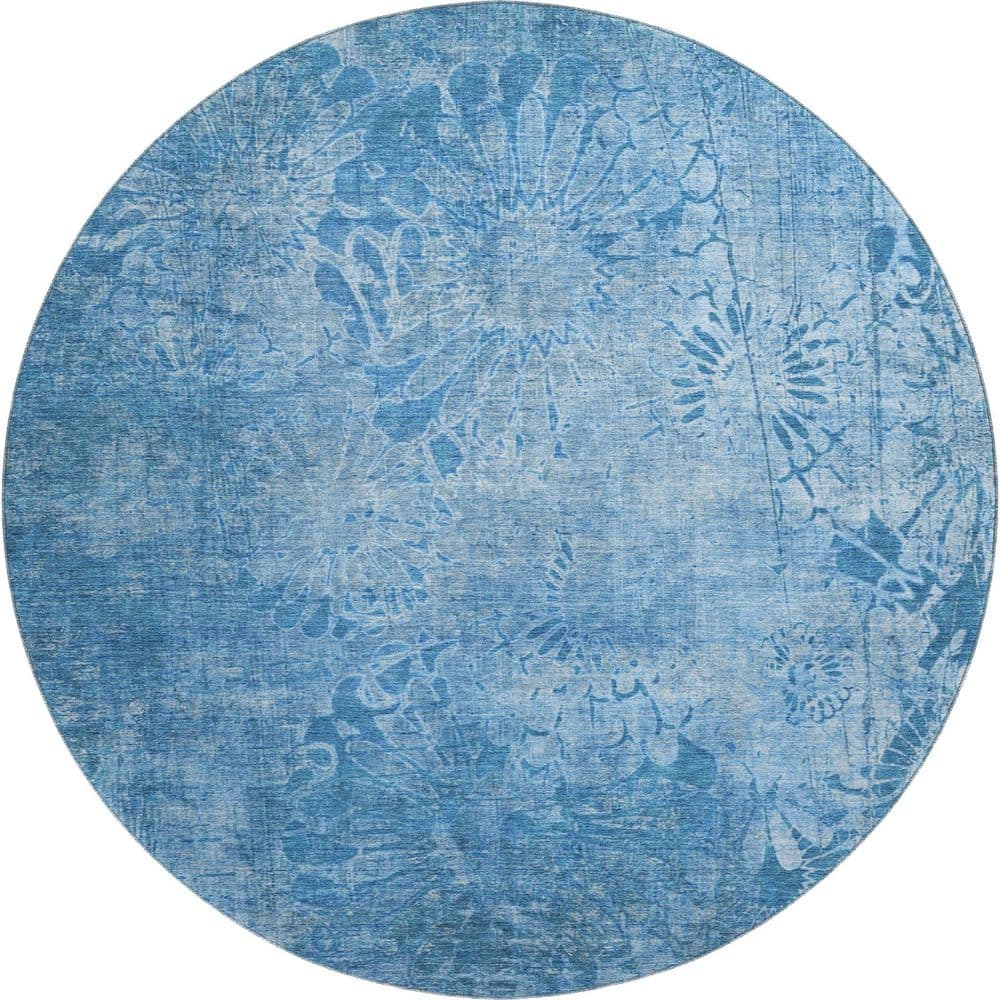Mayfield Premium Machine Washable Abstract AMF2224 Denim 8 ft. x 8 ft. Round Rug price history on PriceWatchPro