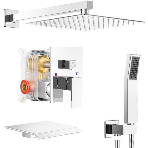 AKLFGN Double Handle 3-Spray Tub and Shower Faucet Shower Combo 1 in. Shower Head 2.5 GPM in. Poilsh Chrome Valve Included