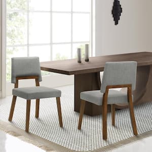 Channell Charcoal/Walnut Fabric Upholstered Wood Armless Dining Chair Set of 2 with Open Back
