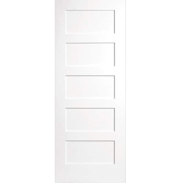 Steves & Sons 24 in. x 80 in. 5-Panel White Primed Shaker Solid Core Wood Interior Door Slab