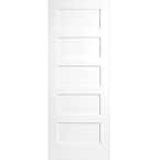 28 in. x 80 in. 5-Panel White Primed Shaker Solid Core Wood Interior Door Slab