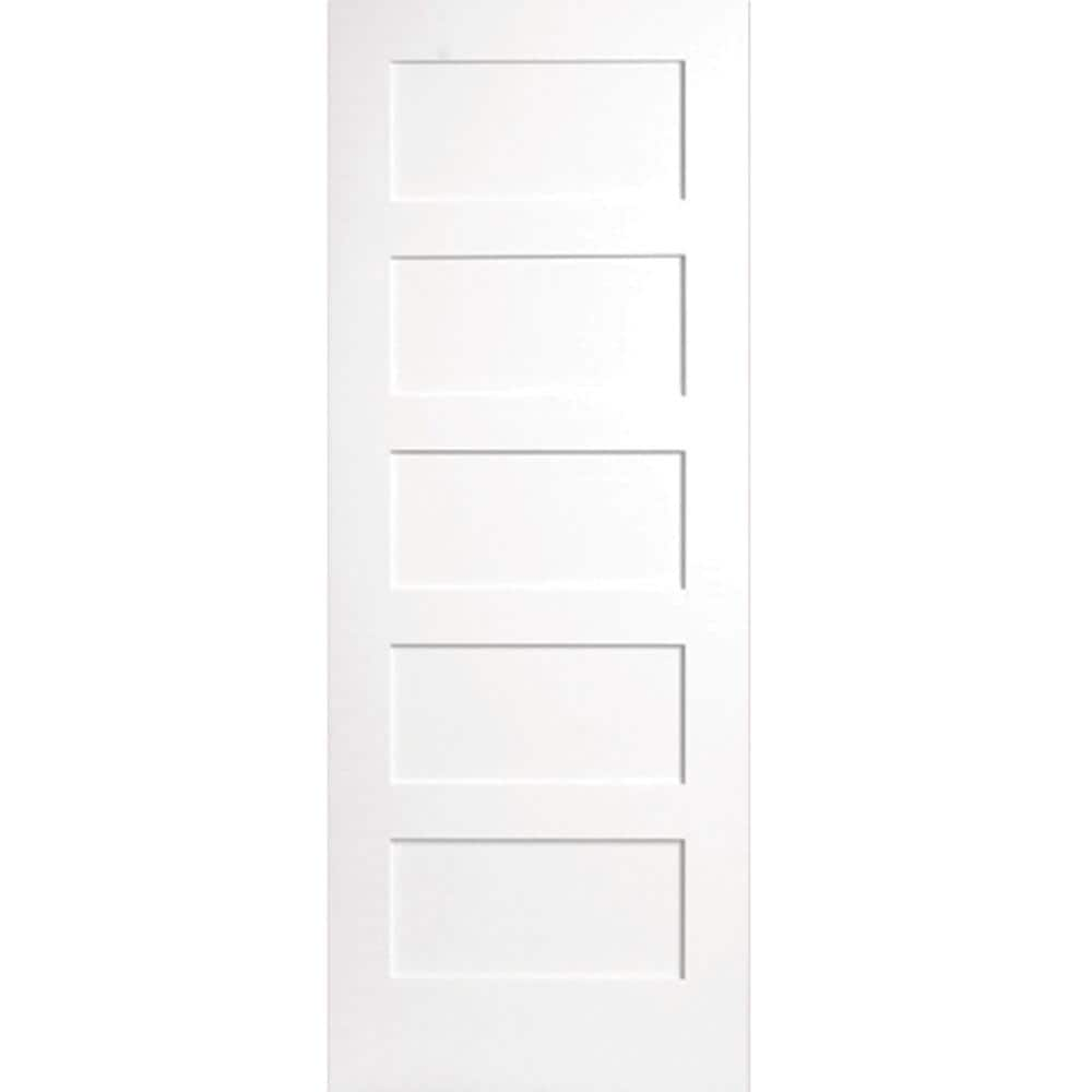 Steves & Sons 30 In. X 80 In. 5-Panel White Primed Shaker Solid Core ...