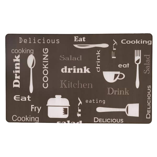 World Rug Gallery Anti Fatigue 18 in. X 30 in. Brown Kitchen Mat