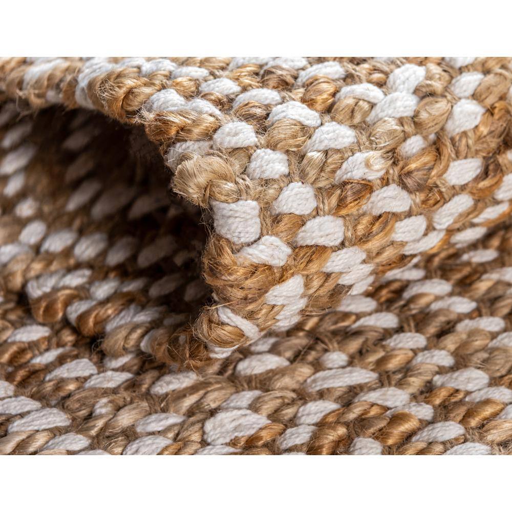 Handmade Braided Jute and Cotton 3' 3" x 5' 1" Area Rug in Natural Brown