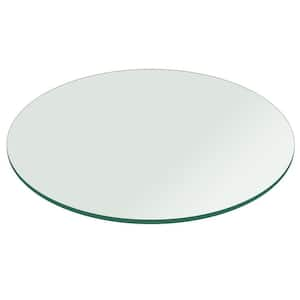 48 in. Clear Round Glass Table Top, 3/4 in. Thickness Tempered Flat Edge Polished