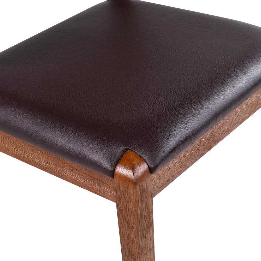 Chestnut Wire-Brushed Faux Leather Low Side Chair