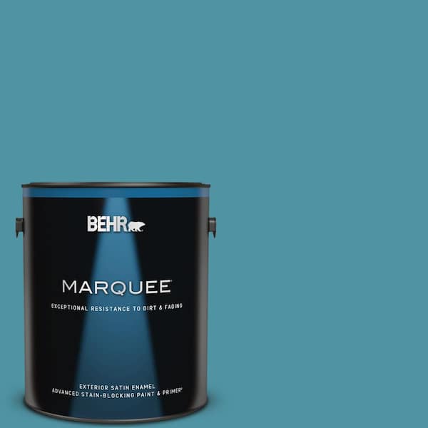 BEHR MARQUEE 1 gal. #530D-6 Teal Bayou Satin Enamel Exterior Paint & Primer