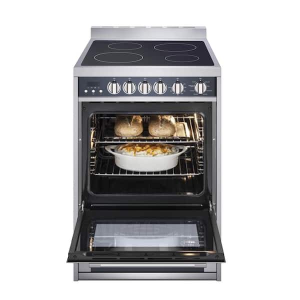 24 in. 2.2 cu. ft. 4 Burner Element Electric Range with Convection in Stainless Steel