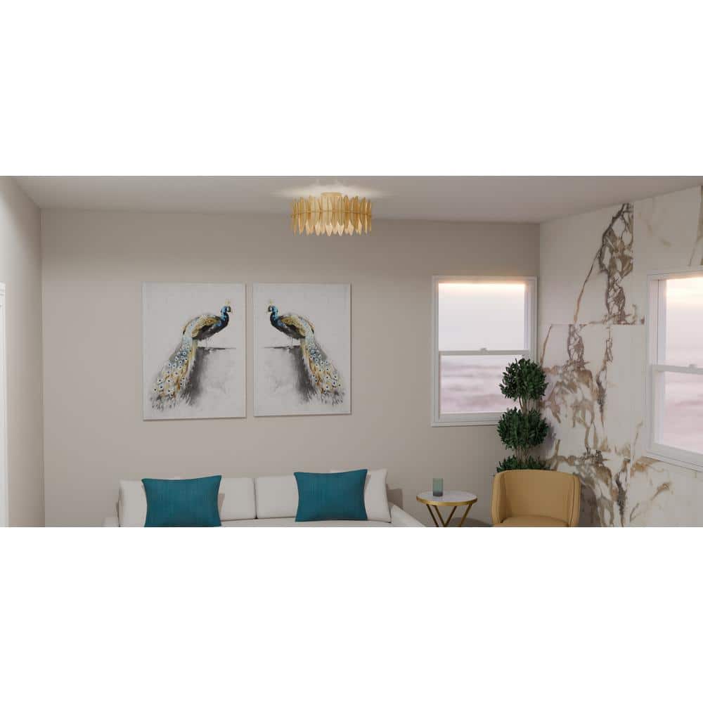 Liza Gold Leaf Modern Semi-Flush Mount Ceiling Light