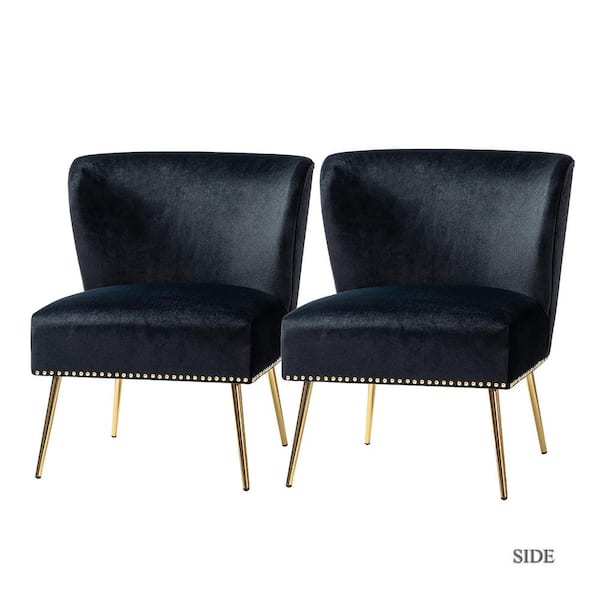 JAYDEN CREATION Basilio Black Accent Side Chair with Nailhead Trim (Set of 2)