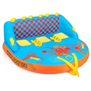 Multicolor Towable Tube for Boating 3 Riders with Front and Back Tow Points for Towing Rider