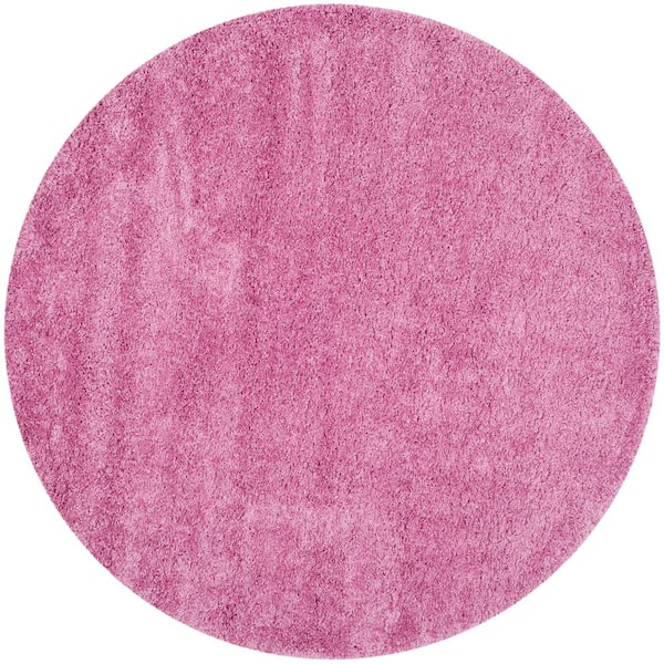 SAFAVIEH California Shag Pink 7 ft. x 7 ft. Round Solid Area Rug