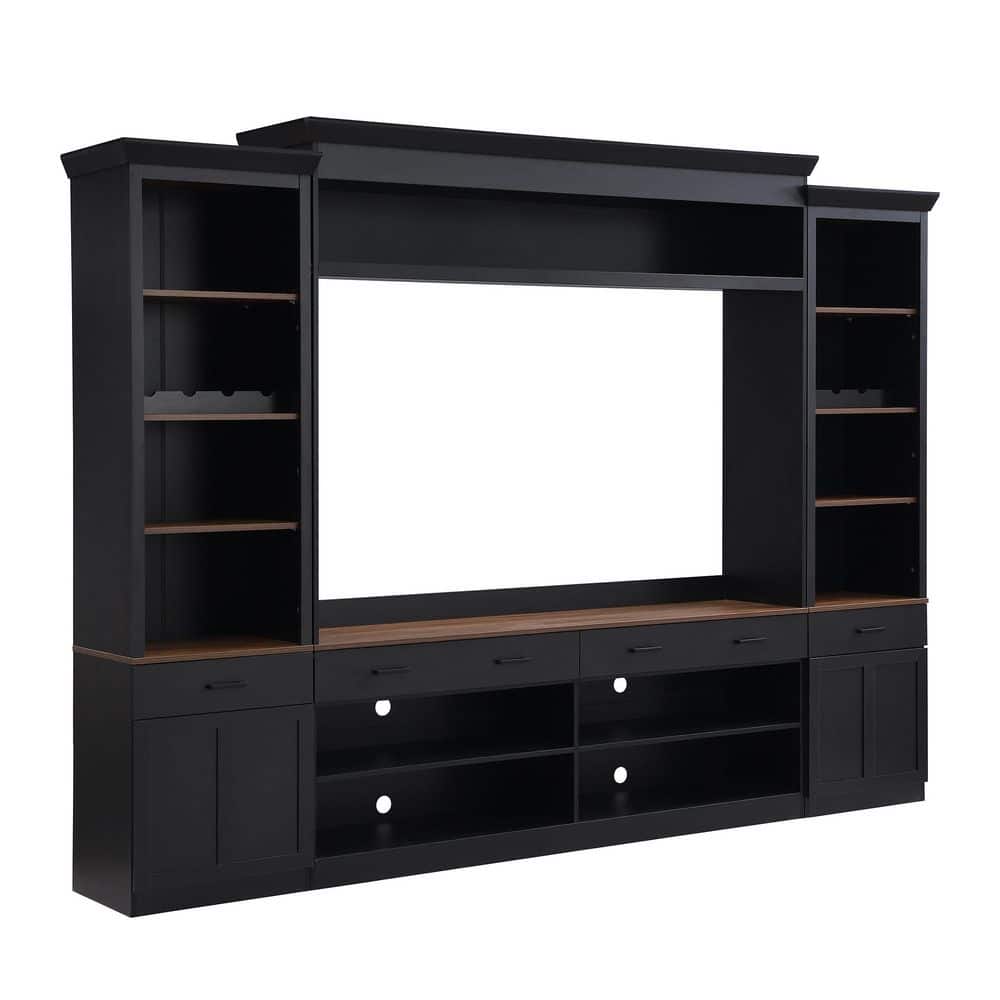 Black Walnut TV Stand Fits TVs up to 70 in. with Bookshelf, 4 Drawers, 2 cabinets, Shelves and Wine Rack price history on PriceWatchPro