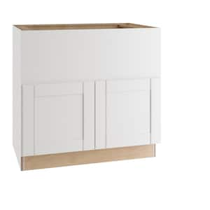 Washington Vesper White Plywood Shaker Assembled Vanity Sink Base Kitchen Cabinet Sft Cls 36 in W x 24 in D x 34.5 in H