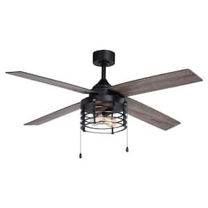 Rowan 52 in. Indoor Matte Black Industrial Standard Ceiling Fan with LED Light Kit