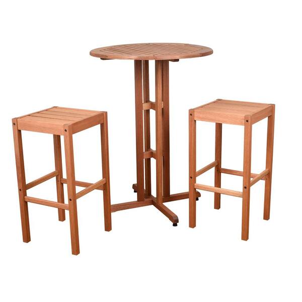 Amazonia Eden 3-Piece Wood Round Outdoor Bistro Set