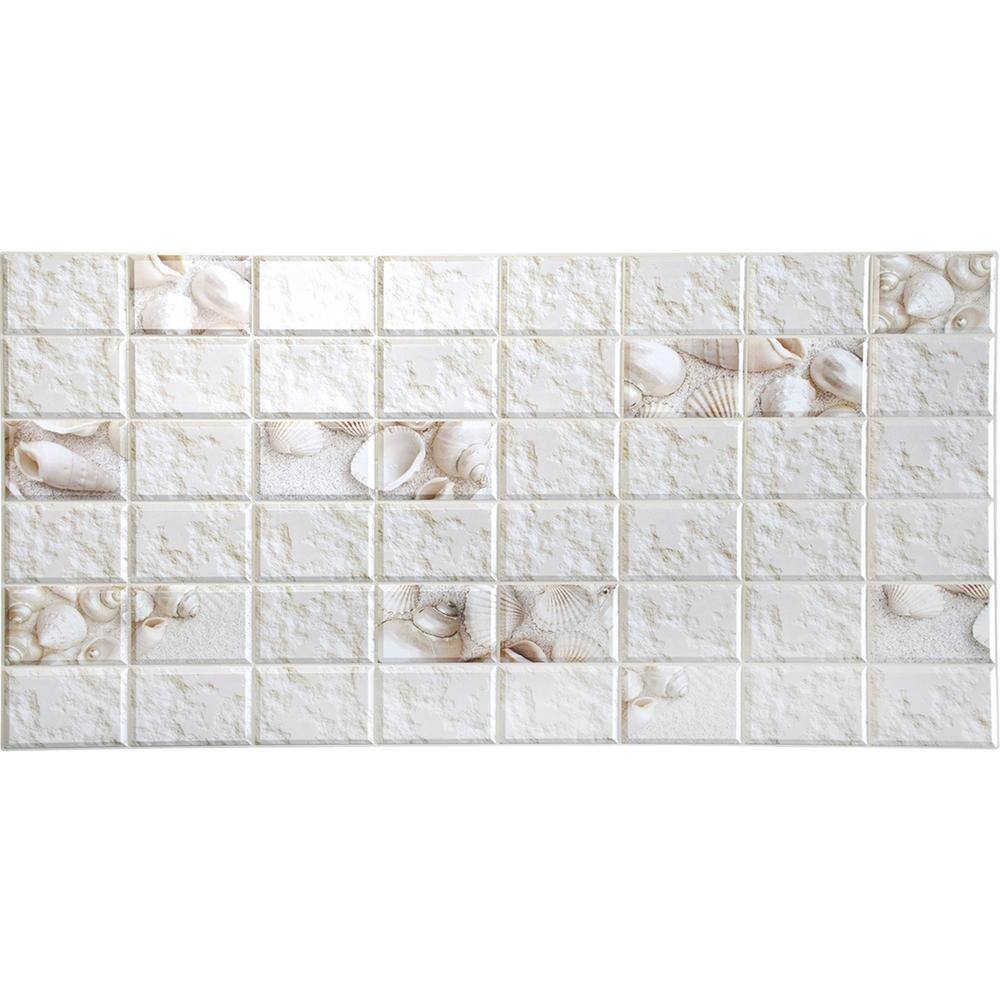 White Faux Distressed Stone Shells 3D PVC Wall Panels