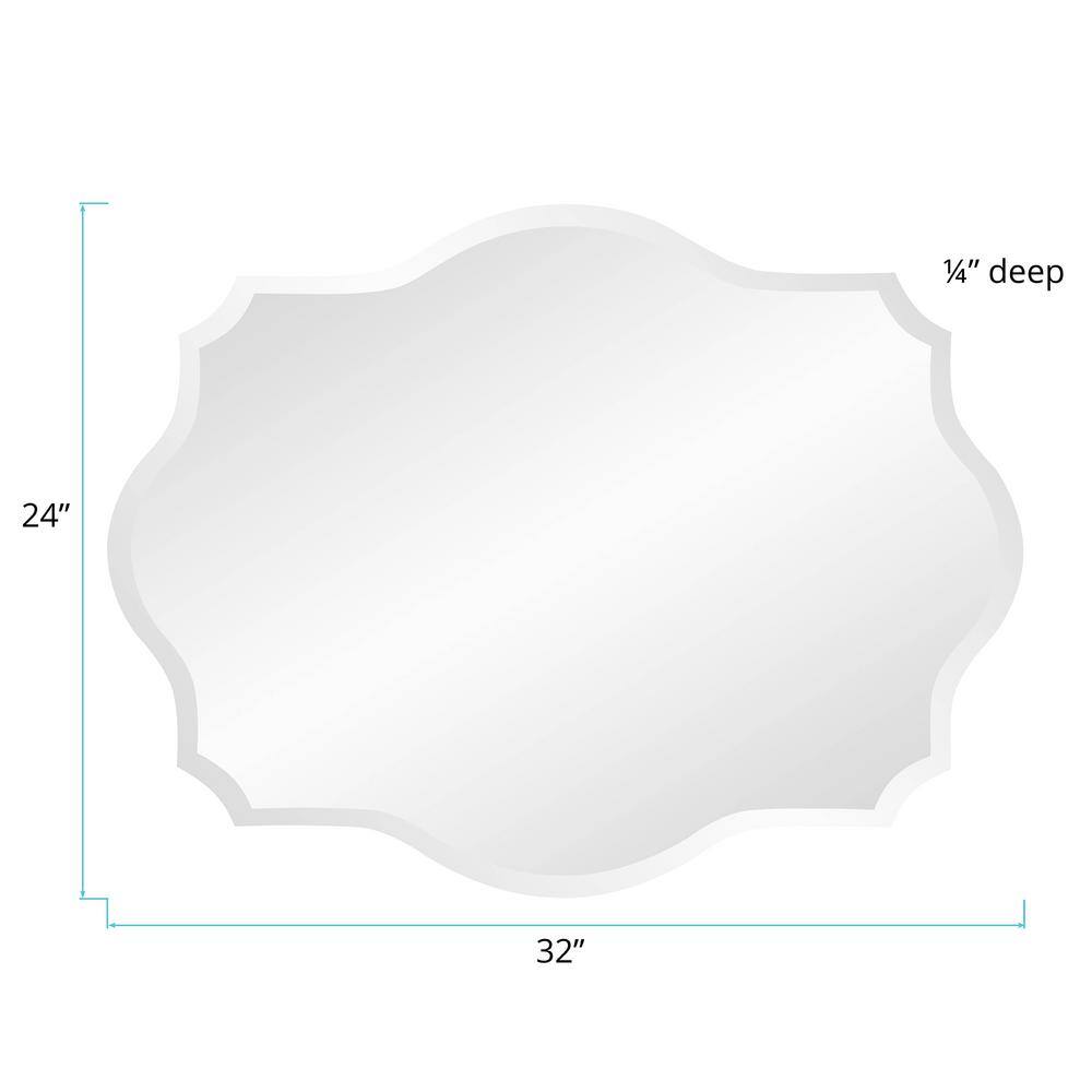 Elegant Frameless Scalloped Edge Rectangular Mirror 24" x 32"
