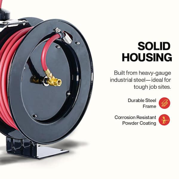 3/8 in. x 50 ft. Heavy Duty Industrial Air Hose Reel Hybrid Polymer Hose