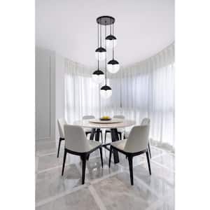 Timeless Home Ellie 5-Light Black Pendant with 8 in. W x 7.5 in. H Clear Glass Shade