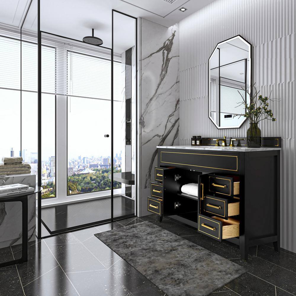 Aspen 48'' Black Onyx Bathroom Vanity with Marble Top