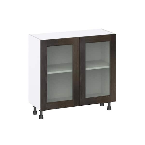 Georgetown 36 in. W x 14 in. D x 34.5 in. H Assembled Glass Door Base Kitchen Cabinet in Chestnut