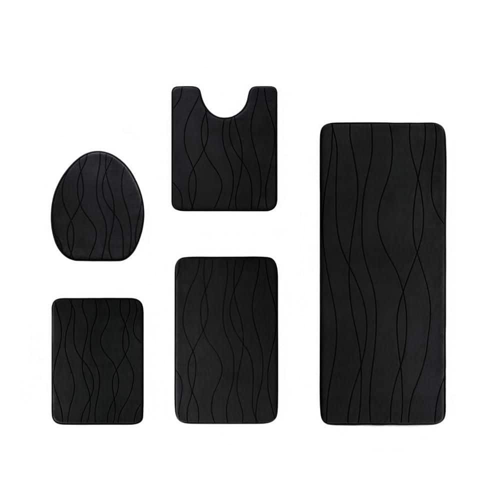 Memory Foam 5 Piece Bathroom Rug Set in Black, 20 in. x 46 in. Ultra Absorbent Non Slip Bath Mats for Bathroom price history on PriceWatchPro