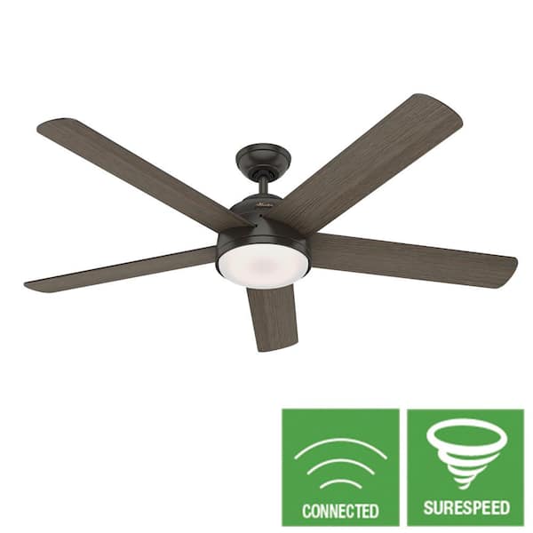 Hunter Romulus 60 In Integrated Led Indoor Noble Bronze Smart Ceiling Fan With Light Kit And Remote 59485 The Home Depot - Best 60 Inch Ceiling Fan With Light