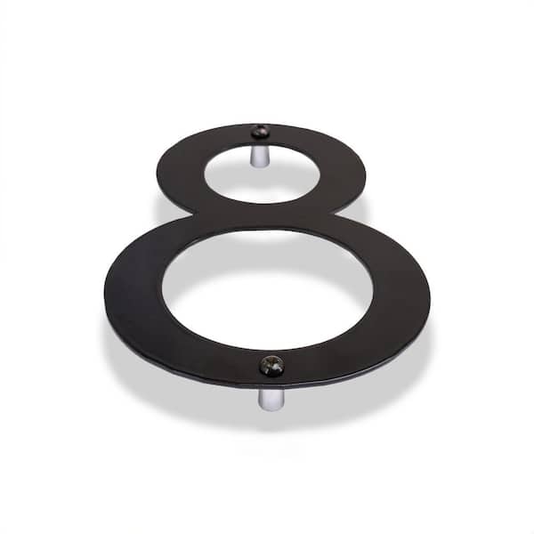 10" Black Modern Steel Flat or Floating House Numbers 0-9 - 8