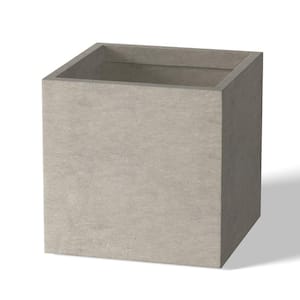 Modern 10 in. High Large Tall Square Stone Finish Outdoor Cement Planter Plant Pots