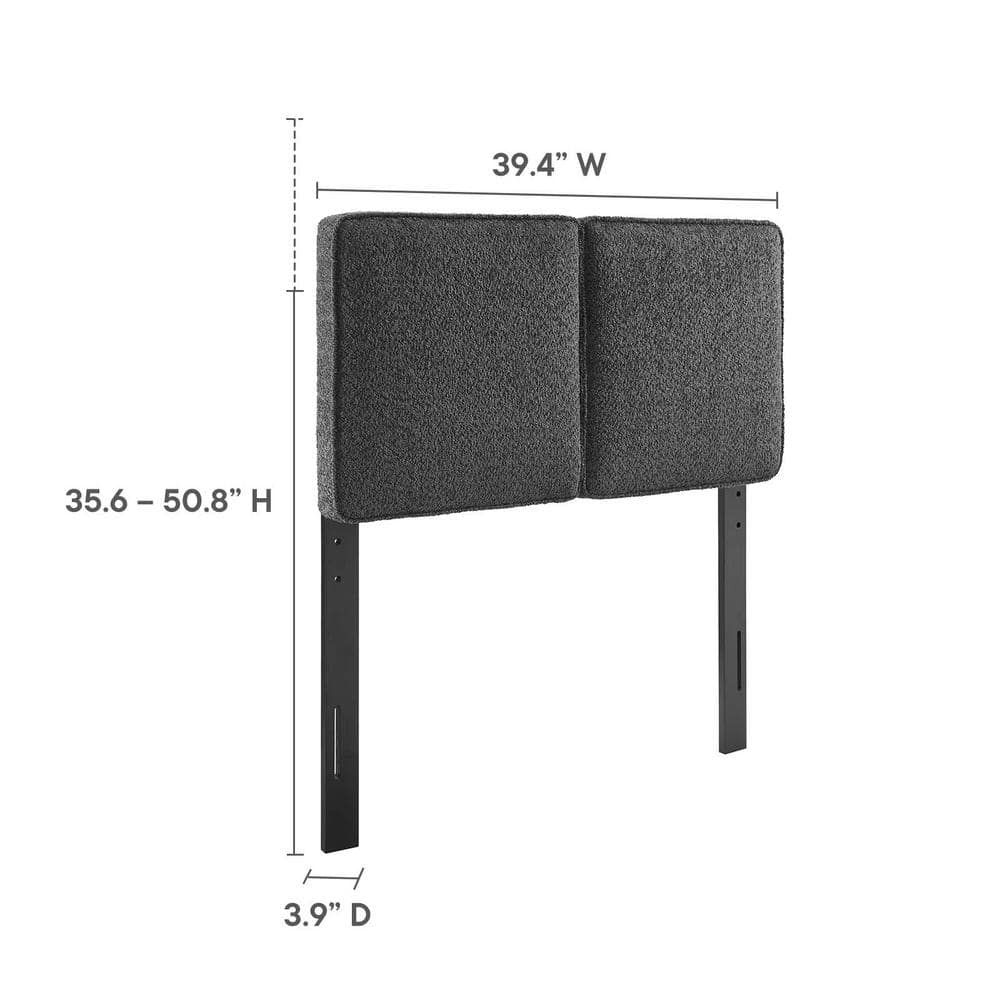 Slate Boucle Upholstered Twin Headboard with Wood Legs