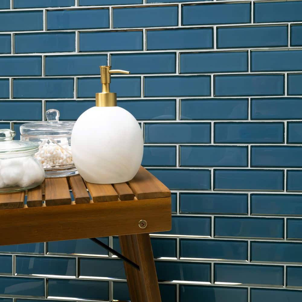 Haiku Sapphire 3x9 Beveled Glass Subway Tile Case