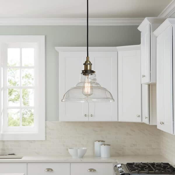 Home Decorators Collection Rockwood 1-Light Dark Bronze Pendant with Clear Glass Shade