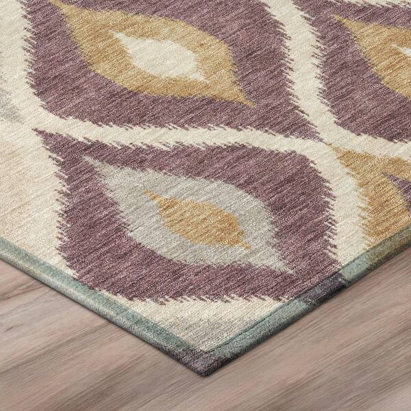 Chantille Machine Washable Indoor/Outdoor Abstract ACN3121 Plum 8 ft. x 8 ft. Round Rug