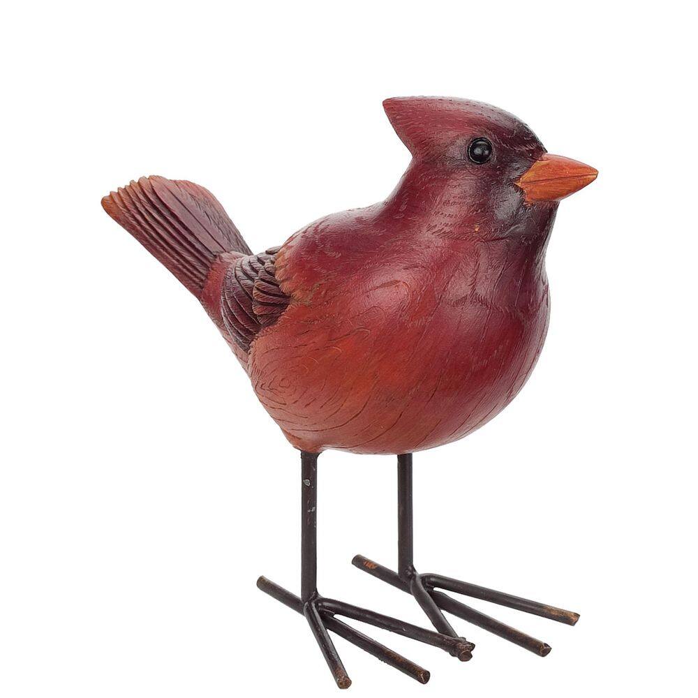 Charming Red Cardinal Resin Figurine for Shelf or Patio