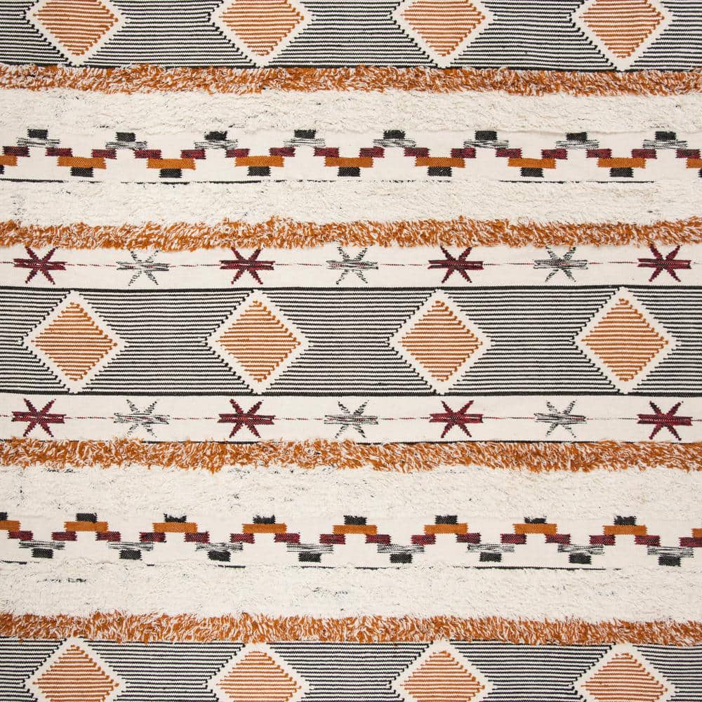 Ivory Geometric Hand-knotted Wool 9' x 12' Rug
