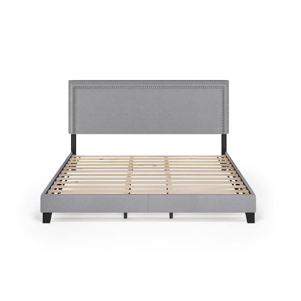 Furinno Laval Glacier King Double Row Nail Head Bed Frame FB17023K-GL ...