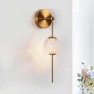 Cenlindes Modern 1-Light Plating Brass Dimmable Wall Sconce with Textured Glass Shade