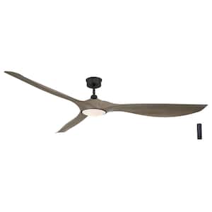 Marlon 84 in. Integrated LED Indoor Natural Iron Ceiling Fan with Greige Oak Blades and Remote Control