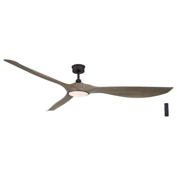 Home Decorators Collection Marlon 84 in. Integrated LED Indoor Natural Iron Ceiling Fan with Greige Oak Blades and Remote Control