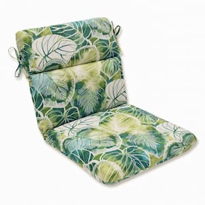 Tropic Floral 21 in. W x 3 in. H Deep Seat, 1 Piece Chair Cushion with Round Corners in Green/Ivory Key Cove