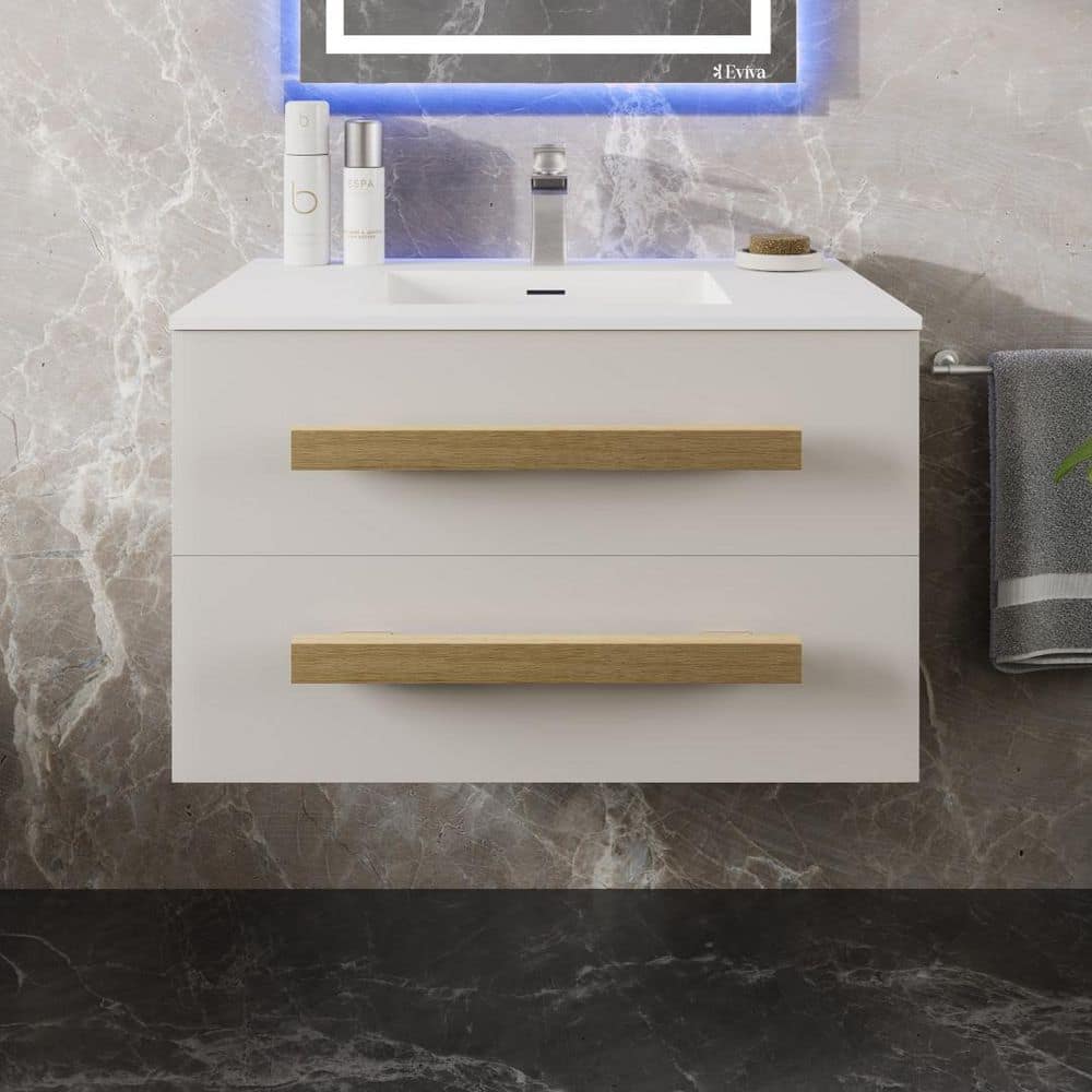 Element 32 in. Single Sink Floating White Bath Vanity with White Solid Surface Top (Assembled) price history on PriceWatchPro