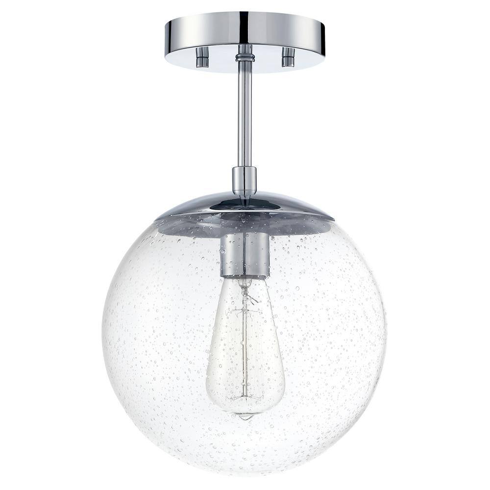 Matte Black and Chrome Glass Globe LED Ceiling Light