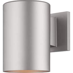 Small 1-Light Silver Gray Aluminum Integrated LED Indoor/Outdoor Mini Wall Mount Cylinder Light/Wall Sconce