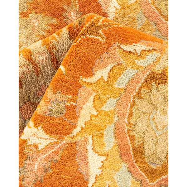 Eclectic 6 ft. x 9 ft. Brown  Floral Wool Indoor Area Rug