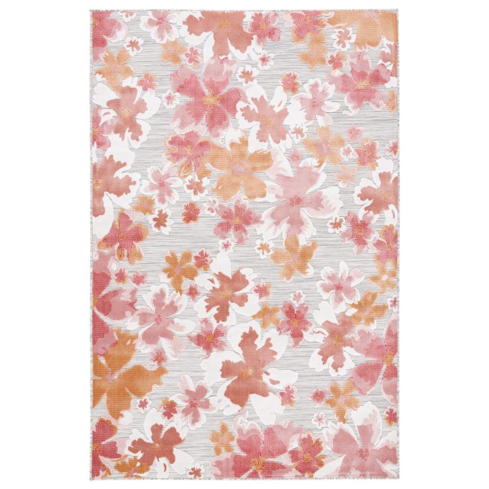 Cabana Gray/Rose 9 ft. x 12 ft. High-Low Abstract Floral Indoor/Outdoor Area Rug price history on PriceWatchPro