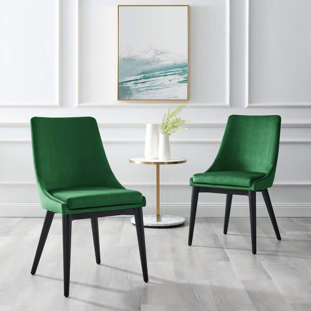 Emerald Velvet & Black Metal Frame Dining Chairs - Set of 2