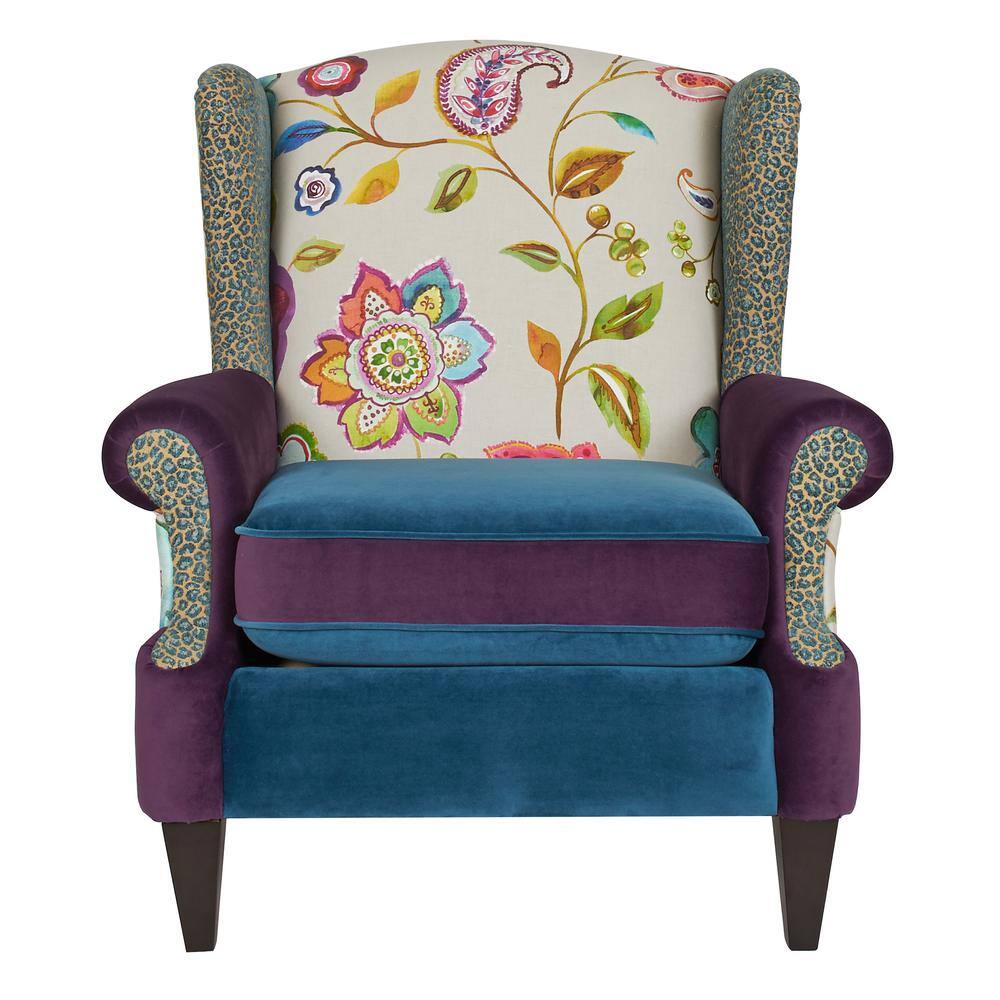 Sustainably Sourced Brown Velvet Wingback Accent Chair with Wood Frame