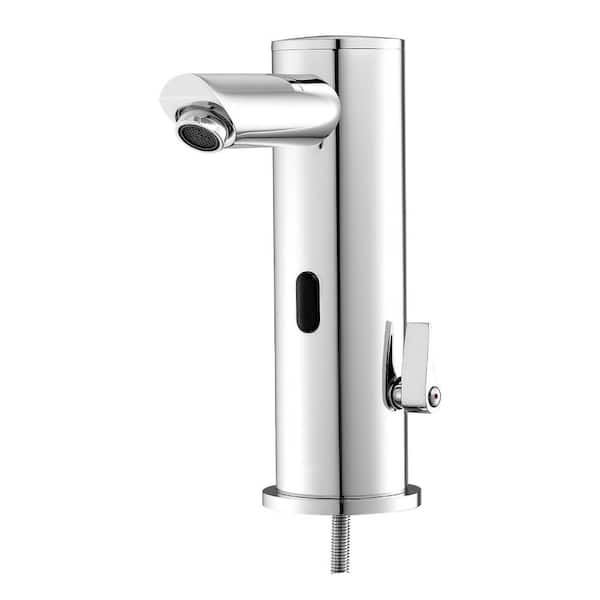 Motion Sensor Touchless Bathroom Sink Faucet, Hands-Free Cold/Hot Mixer, Battery for 9/16 in. Pipe, Chrome Plated